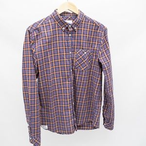 WESC Mens Long Sleeve Plaid Button Up Shirt Size M